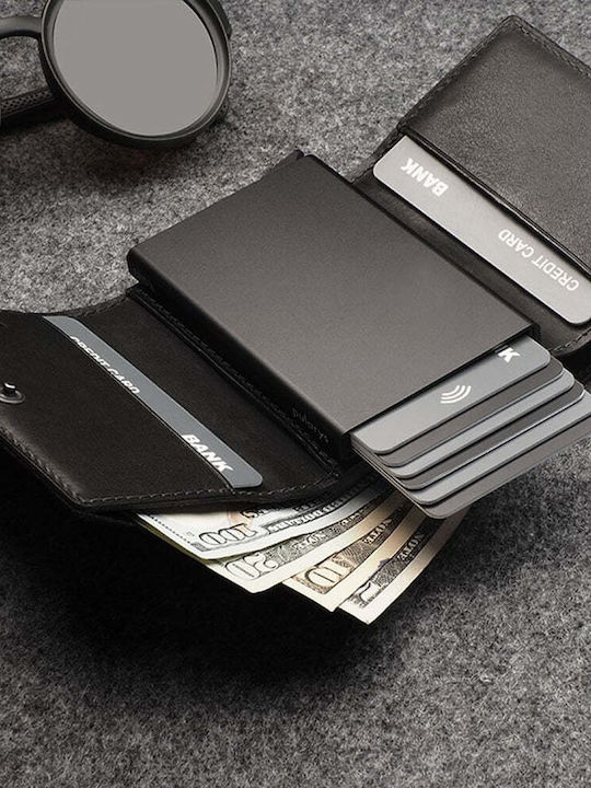 Мъжки кожен портфейл с RFID Черен