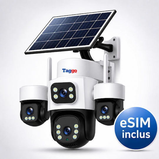 Taggo TAGGO-PRO-Q50-1PANOU IP Cameră de Supraveghere 4G 15MP Impermeabilă cu Baterie cu Comunicare Bidirecțională și Obiectiv 1.6mm