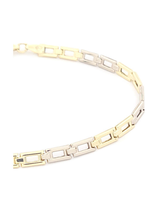 Männer Bicolor Hand Kette aus Gold 9K Länge 21cm