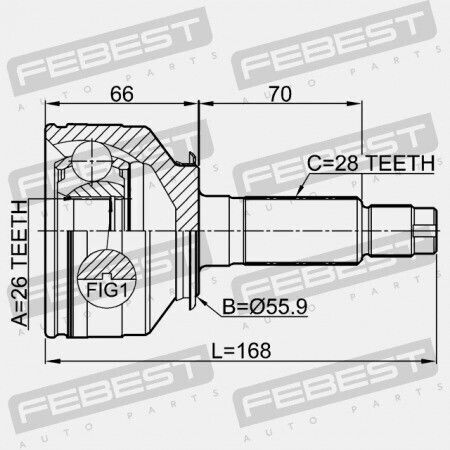 Febest Externer Verbindung Kia Sorento 02 2002-2006 Dom 49591-3e201