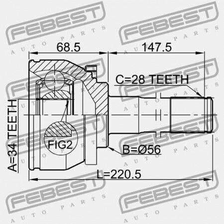 Febest Hyundai Terracan 2001 Gen Außenverbindung 51614-h1000