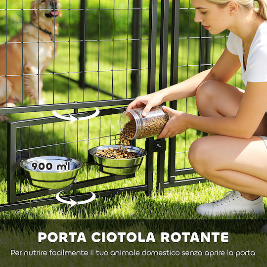 Pawhut Metal Dog House with Door Outdoor Green