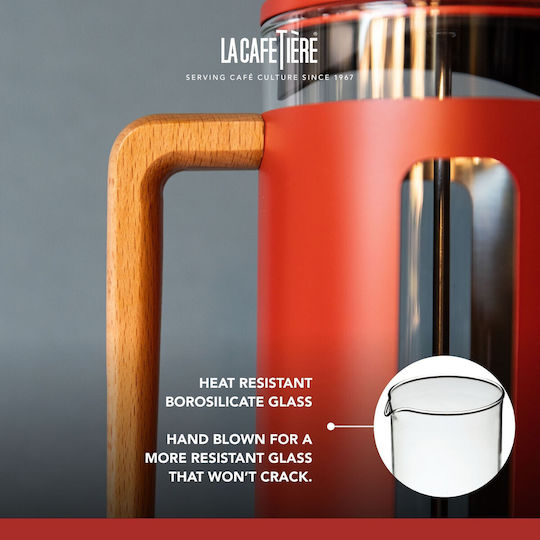 Manual Coffee Maker Made Of Borosilicate Glass 350 Ml Pisa Red La Cafetiere