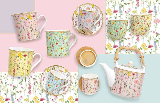 Easy-Life Meadow Flowers Ορντεβιέρα από Πορσελάνη Ø29cm 4τμχ