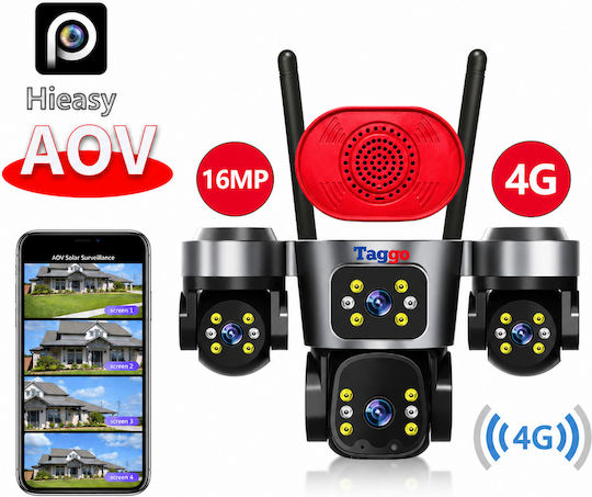 Taggo PRO-Q70 IP Cameră de Supraveghere 4G 15MP Impermeabilă cu Comunicare Bidirecțională și Obiectiv de 1.6mm