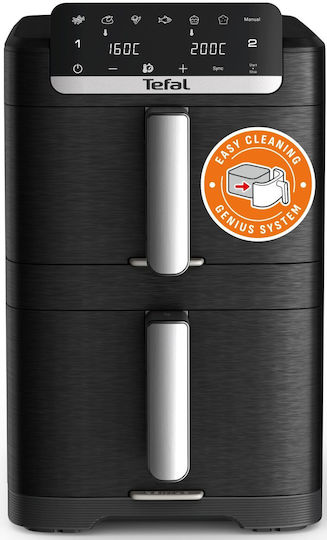 Tefal Easy Fry Air Fryer με Διπλό Αποσπώμενο Κάδο 10lt Μαύρο
