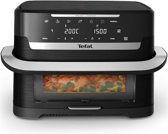 Tefal Dual Easy Fry Flex Heißluftfritteuse mit Doppeltem Abnehmbaren Behälter 9lt Schwarz