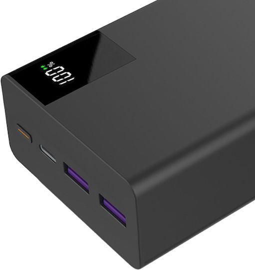 Urban Factory Power Bank 30000mAh με 2 Θύρες USB-A και Θύρα USB-C Μαύρο