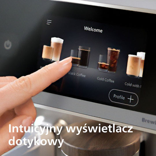 Philips Café Aromis Серия 8000 Автоматична Еспресо Машина 1500W Налягане 15bar за Капучино с Мелачка и Wi-Fi Сива EP8757/12