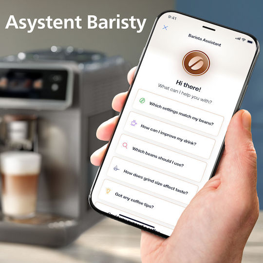 Philips Café Aromis Серия 8000 Автоматична Еспресо Машина 1500W Налягане 15bar за Капучино с Мелачка и Wi-Fi Сива EP8757/12