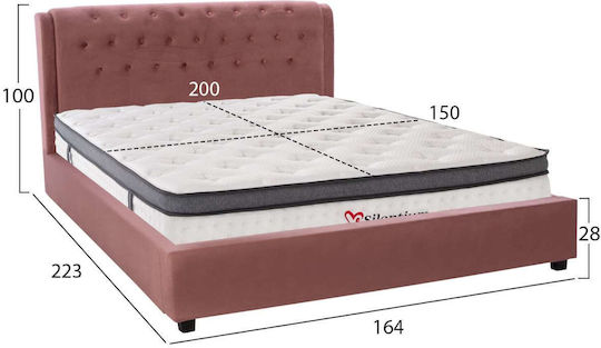 Doppelbett Mit Samt Bezogen Mit Spanplatte Mit Lattenrost Und Matratze 150x200cm Freebox