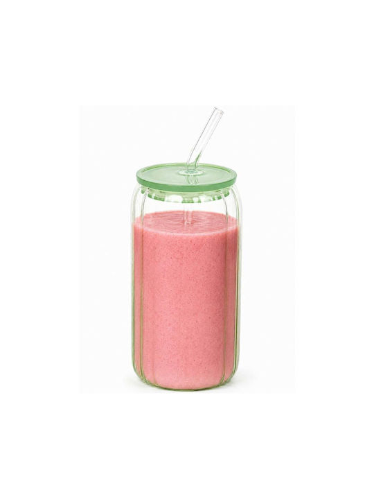 Water Coffee/Freddo Glass in Brown Colour with Straw 530ml
