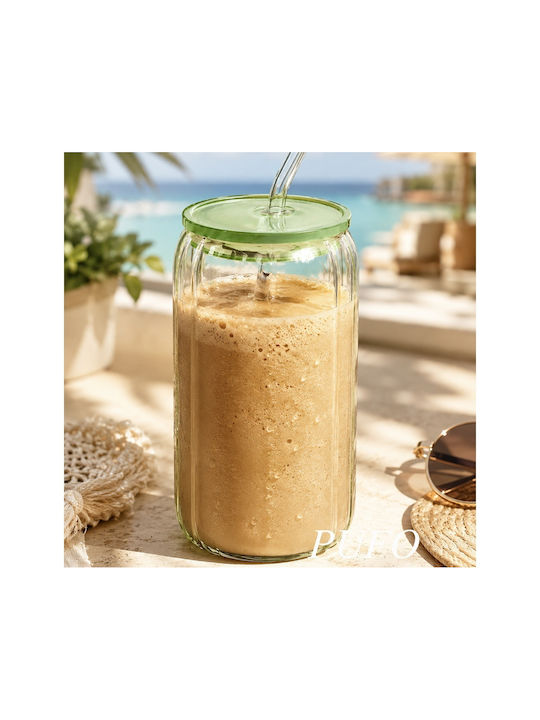 Water Coffee/Freddo Glass in Brown Colour with Straw 530ml