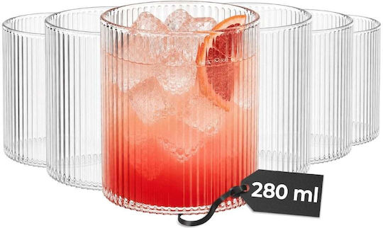 Miamio Set of Water / Cocktail / Drinking Glasses Made of Glass 280ml 6 Pieces