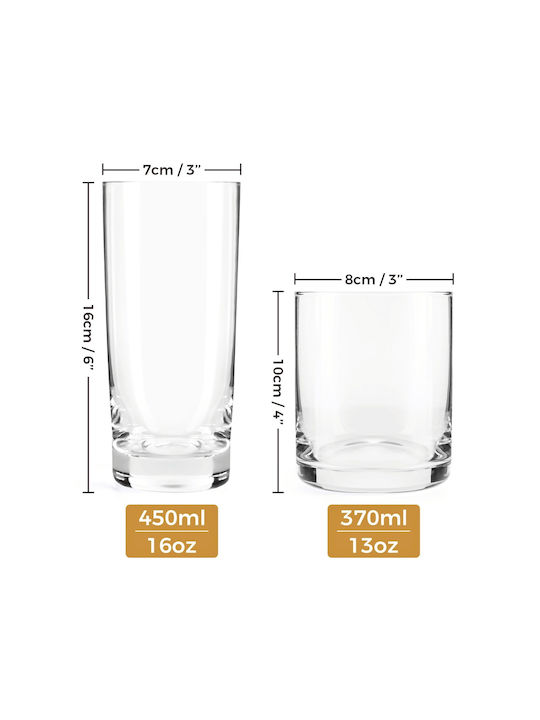 Miamio Set Pahare Pentru Apă Cocteiluri Whiskey Pentru Bere Din Sticlă 450ml 12 Bucăți
