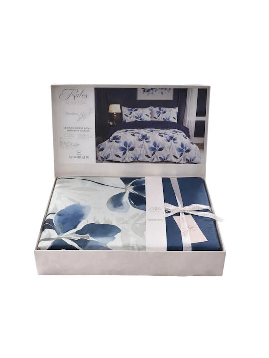 Pucioasa Set Huse Pentru Pilote 100% Bumbac 200x230cm Dublă Cu 2 Fețe De Pernă & 1 Cearșaf Petalique