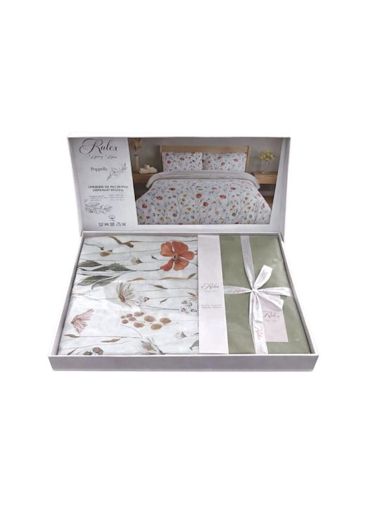 Pucioasa Set Huse Pentru Pilote 240x250cm Superdublu Cu 2 Fețe De Pernă & 1 Cearșaf Flori De Primăvară