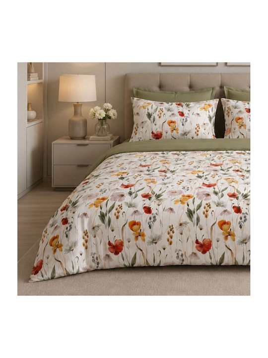 Pucioasa Set Huse Pentru Pilote 240x250cm Superdublu Cu 2 Fețe De Pernă & 1 Cearșaf Flori De Primăvară
