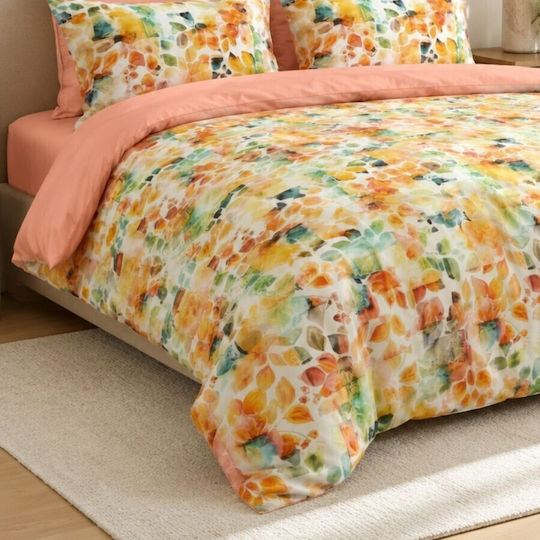 Pucioasa Σετ Παπλωματοθήκη 240x250cm Υπέρδιπλη με 2 Μαξιλαροθήκες & 1 Σεντόνι Πορτοκαλί