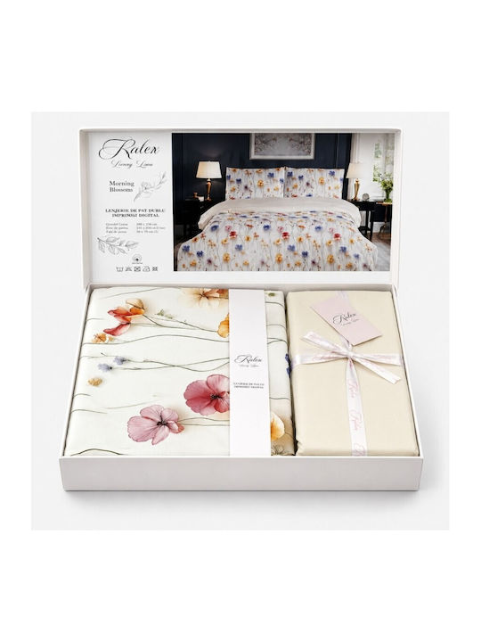 Pucioasa Set Huse Pentru Pilote 240x250cm Supradimensionată Cu 2 Fețe De Pernă & 1 Cearșaf Colorful Flowers