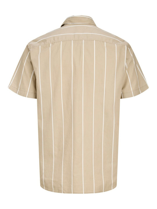 Cămașă Cu Mâneci Scurte Regular Fit Cu Dungi Light Brown