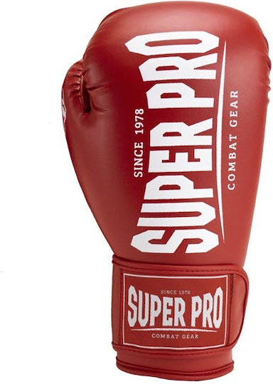 Superpro Γάντια Πυγμαχίας από Συνθετικό Δέρμα για Αγώνα Κόκκινα