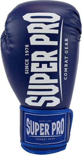 Superpro Boxing Gloves Made Of Synthetic Leather For Competition Blue