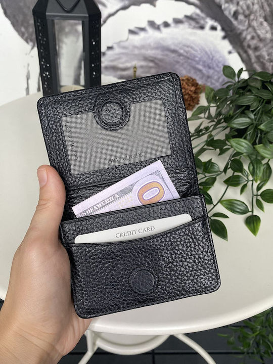 Мъжки кожен портфейл за карти Черен