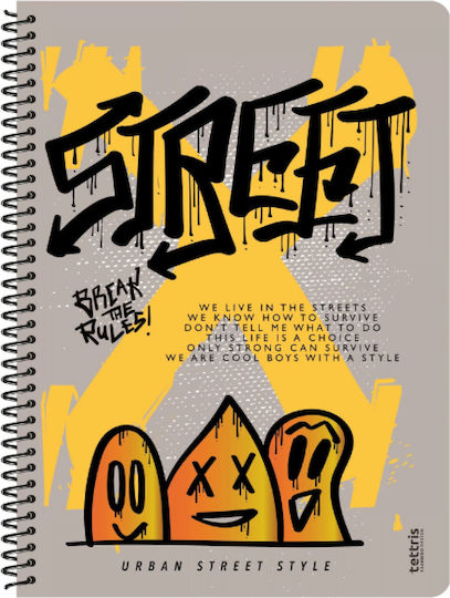 Tettris Spiral Notebook Ruled 90 Sheets 3 Subjects (Miscellaneous Designs) A4-3Th-213