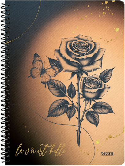 Tettris Spiral Notebook Ruled 120 Sheets 4 Subjects (Miscellaneous Designs) A4-4Th-209