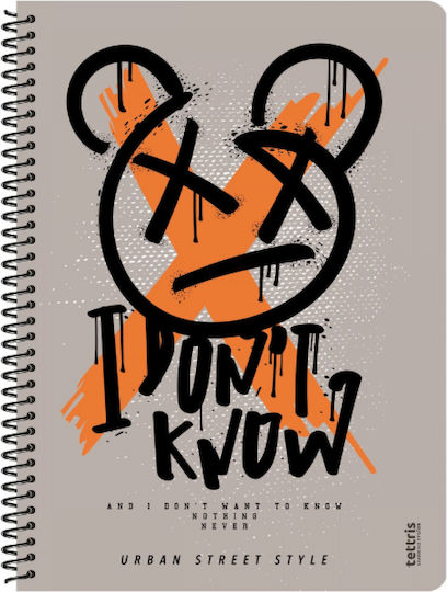 Tettris Spiral Notebook Ruled 120 Sheets 4 Subjects (Miscellaneous Designs) A4-4Th-213