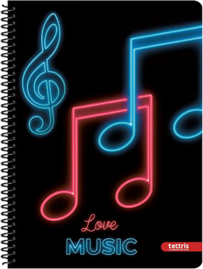 Tettris Spiral Notebook Ruled 90 Sheets 3 Subjects (Miscellaneous Designs) A4-3Th-214