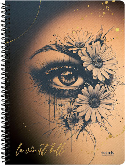 Tettris Spiral Notebook Ruled 90 Sheets 3 Subjects (Miscellaneous Designs) A4-3Th-209