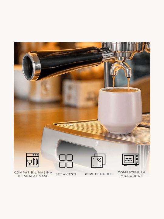 Miamio Set Cesti Espresso Ceramice Roz 90ml 4 Bucăți