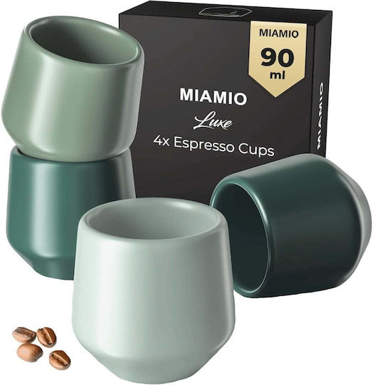 Miamio Σετ Φλιτζάνια Espresso Κεραμικά Πράσινα 90ml 4τμχ