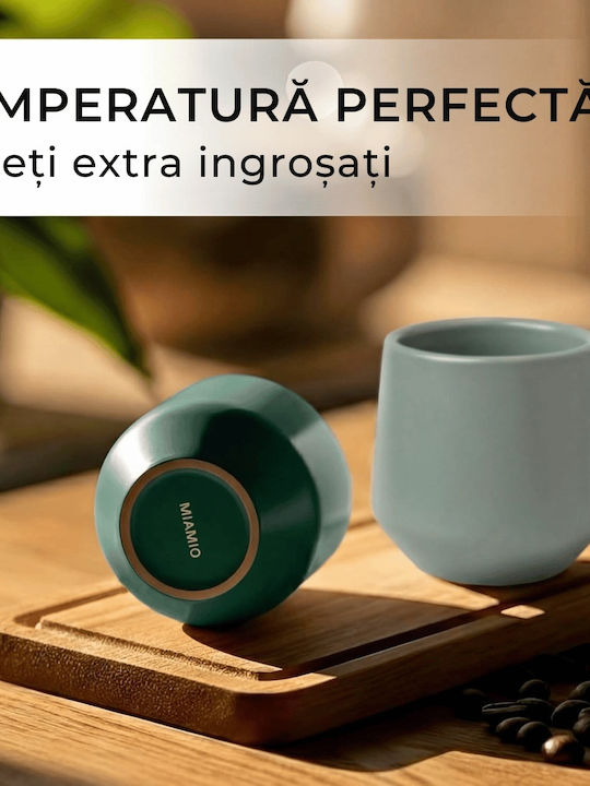 Miamio Set Cesti Espresso Ceramice Verzi 90ml 4 Bucăți