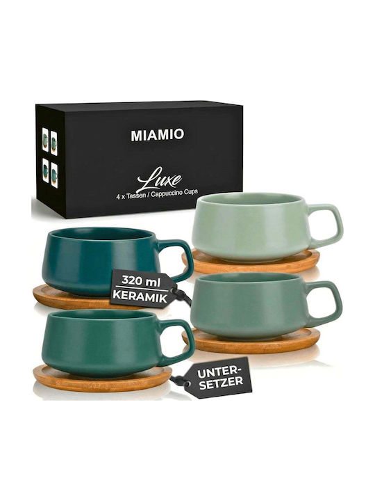 Miamio Set Cesti Cappuccino Din Bambus Verzi 320ml 4 Bucăți