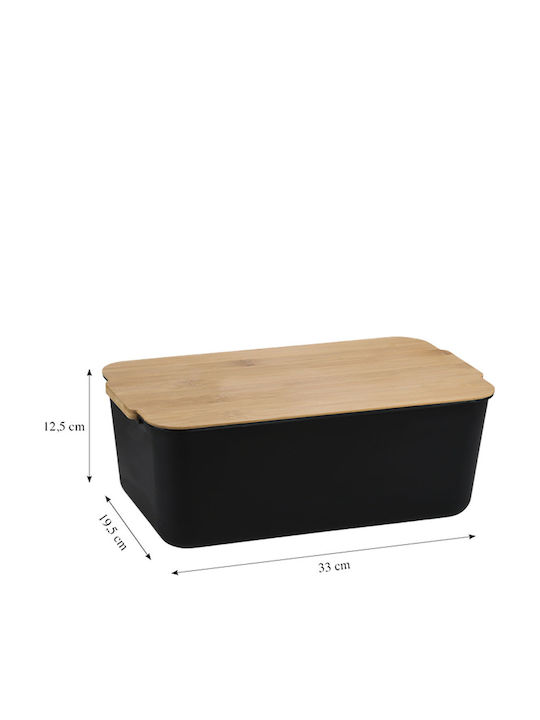 Kesper Ψωμιέρα με Καπάκι Πλαστική Μαύρη 33x19.5x12.5cm
