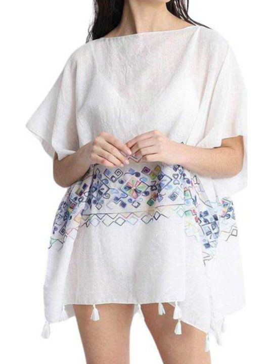 Doca Women's Mini Caftan Beachwear White