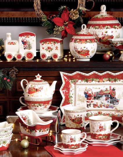 Easylife Christmas Memories Christmas Porcelain Red Platter 35x23cm