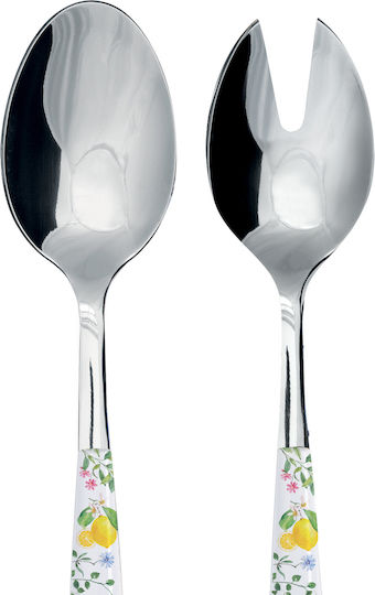 Easylife Set Of Stainless Steel Serving Utensils 2 Pieces Yellow Fleurs Et Citrons