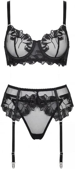 Black Lace Lingerie Set 3 Pieces Spalexline Sx1021