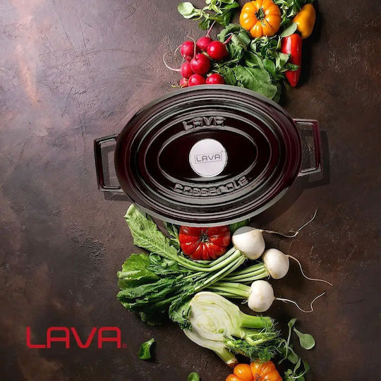 Lava Premium Γάστρα Οβάλ Μαντεμένια με Γυάλινο Καπάκι 29x29cm 4.7lt