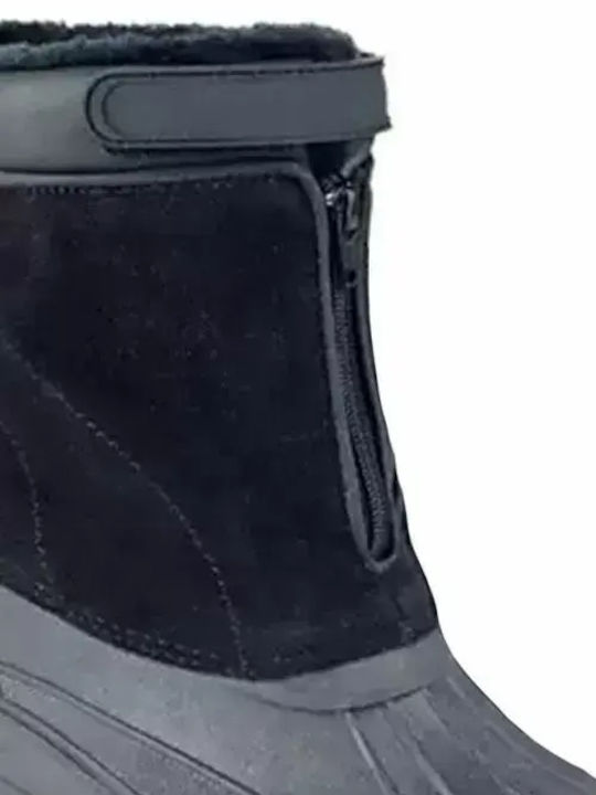 Unisex Boots Clifford James * 15-569*3 Zipper Velcro Waterproof Front Zipper Warm Eco Wool Lining Rubber Synthetic Мъжки Работни Ботуши с Пух Черни