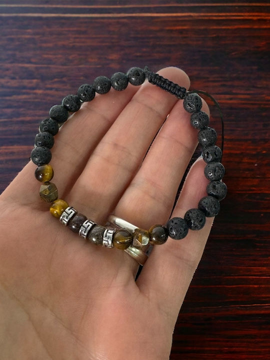 Men's Milo Cord Bracelet Made Bronzite Tiger's Eye Lava Stone Crystals