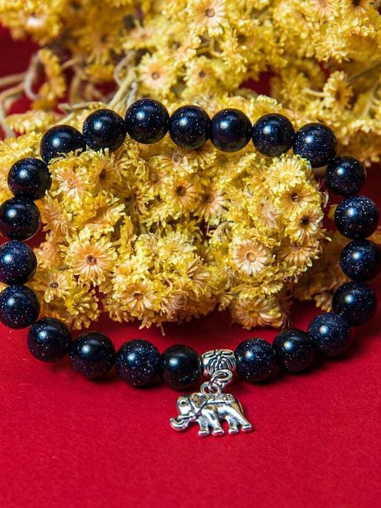 “samara” Bracelet Synthetic Semiprecious Stones Blue Sand Stone Elephant Charm Women 8 Mm Beads “samara” Bracelet Synthetic Semiprecious Stones Blue Sand Stone Elephant Charm Women 8 Mm Beads
