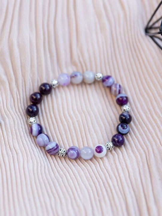 Women's Bracelet From Natural Purple Agate Stones Suri 8mm Beads Women's Bracelet From Natural Purple Agate Stones Suri 8mm Beads