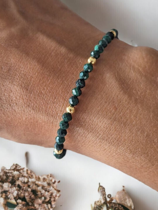 Bratara Din Snur Miland Pentru Femei Cu Accesorii Din Argint Și Pietre Semiprețioase Malachit Natural