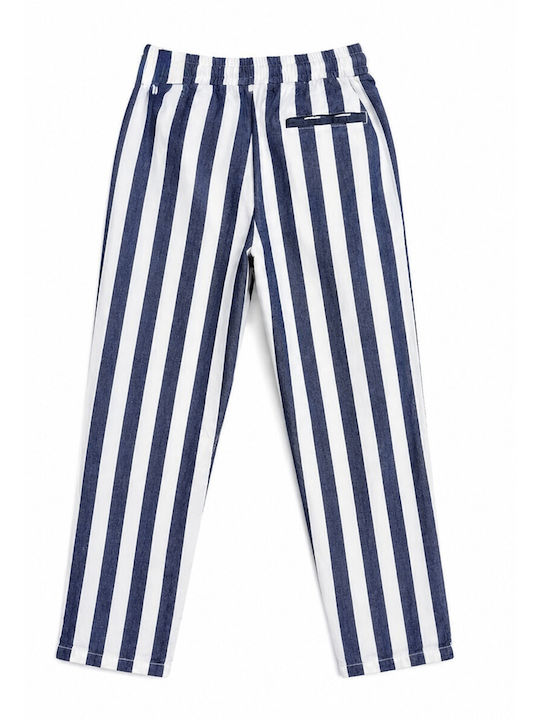 Pantaloni din Material Textil pentru Copii alb-albastru