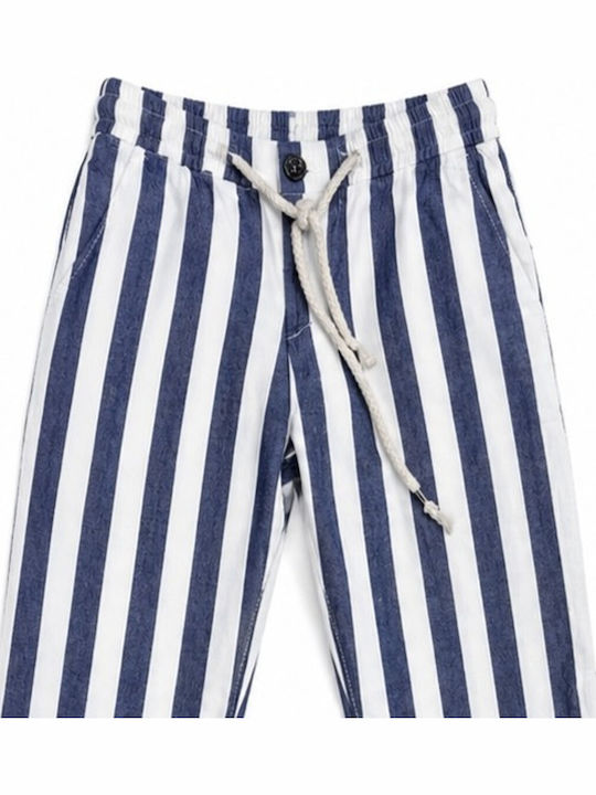 Pantaloni din Material Textil pentru Copii alb-albastru